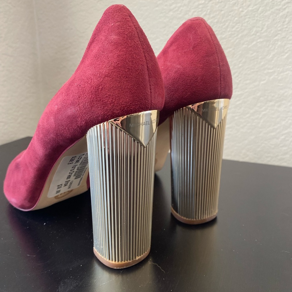 Michael Kors Red and Silver Suede Heels